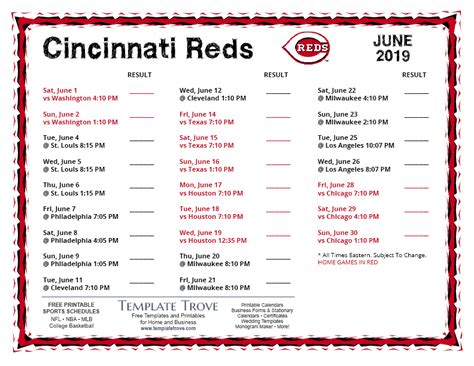 cincinnati reds baseball schedule 2019